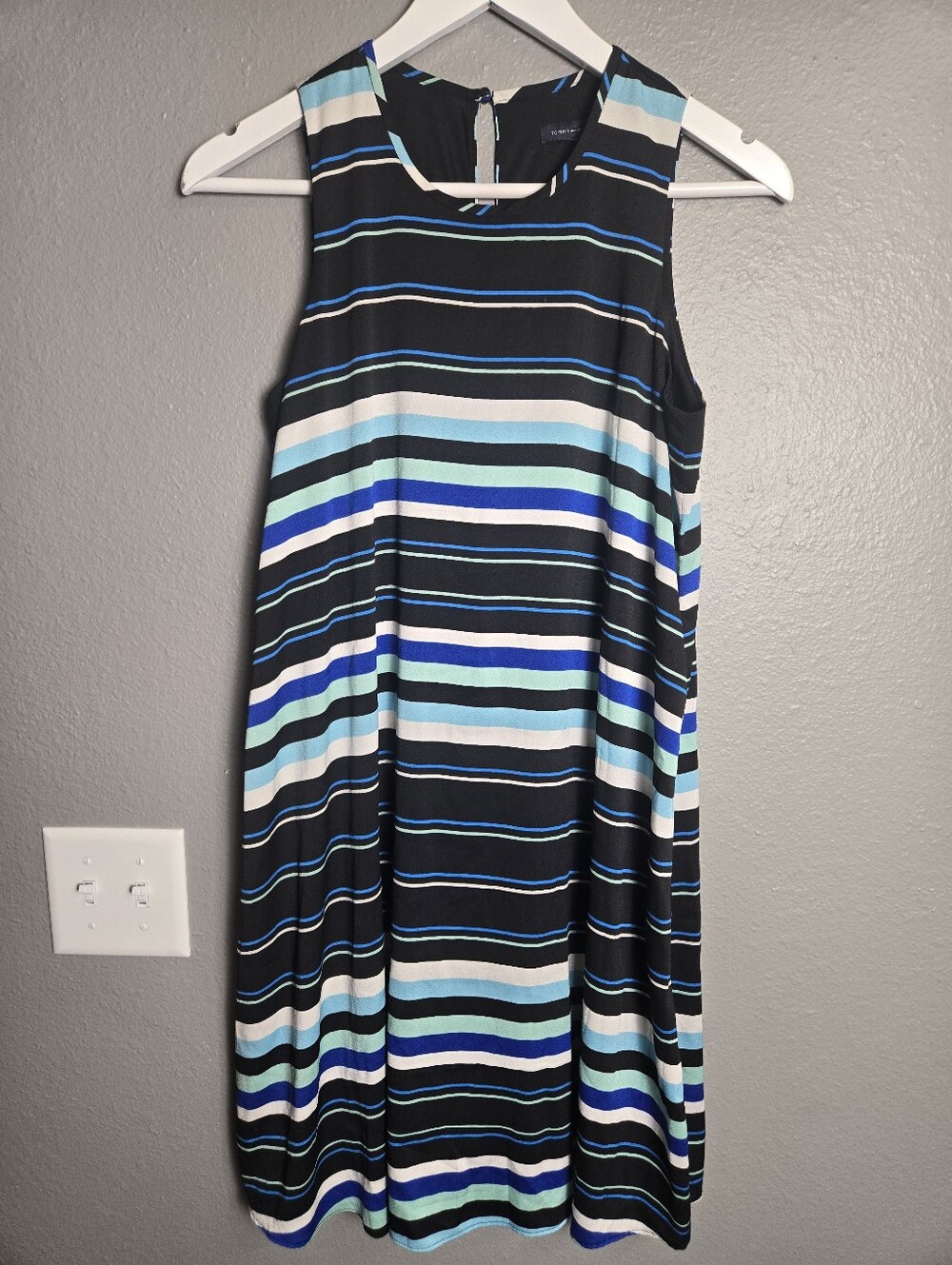 Tommy Hilfiger Trapeze Blue Striped Midi Dress Size 6